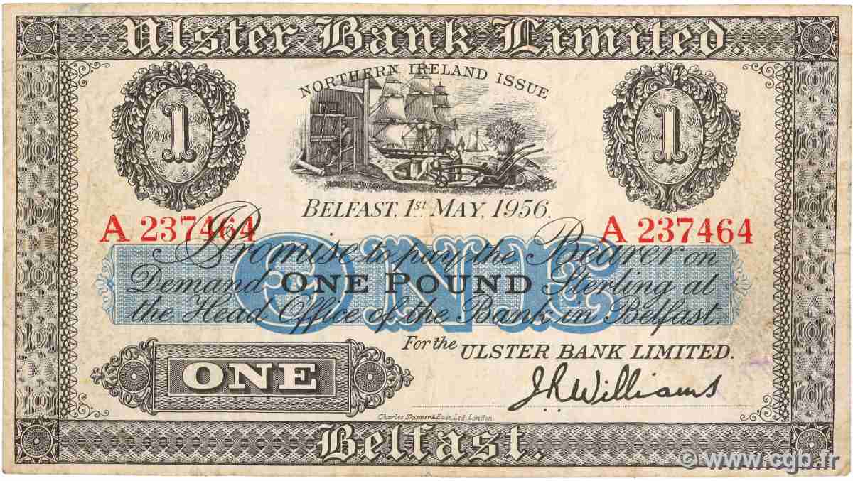 1 Pound NORTHERN IRELAND 1956 P.315c MB