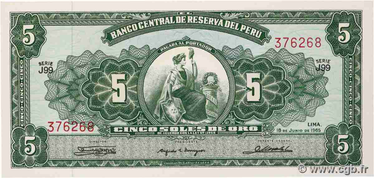 5 Soles PERU 1965 P.083a UNC
