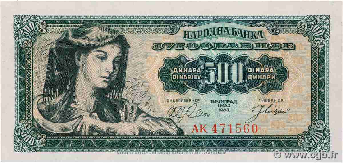 500 Dinara YUGOSLAVIA 1963 P.074 UNC