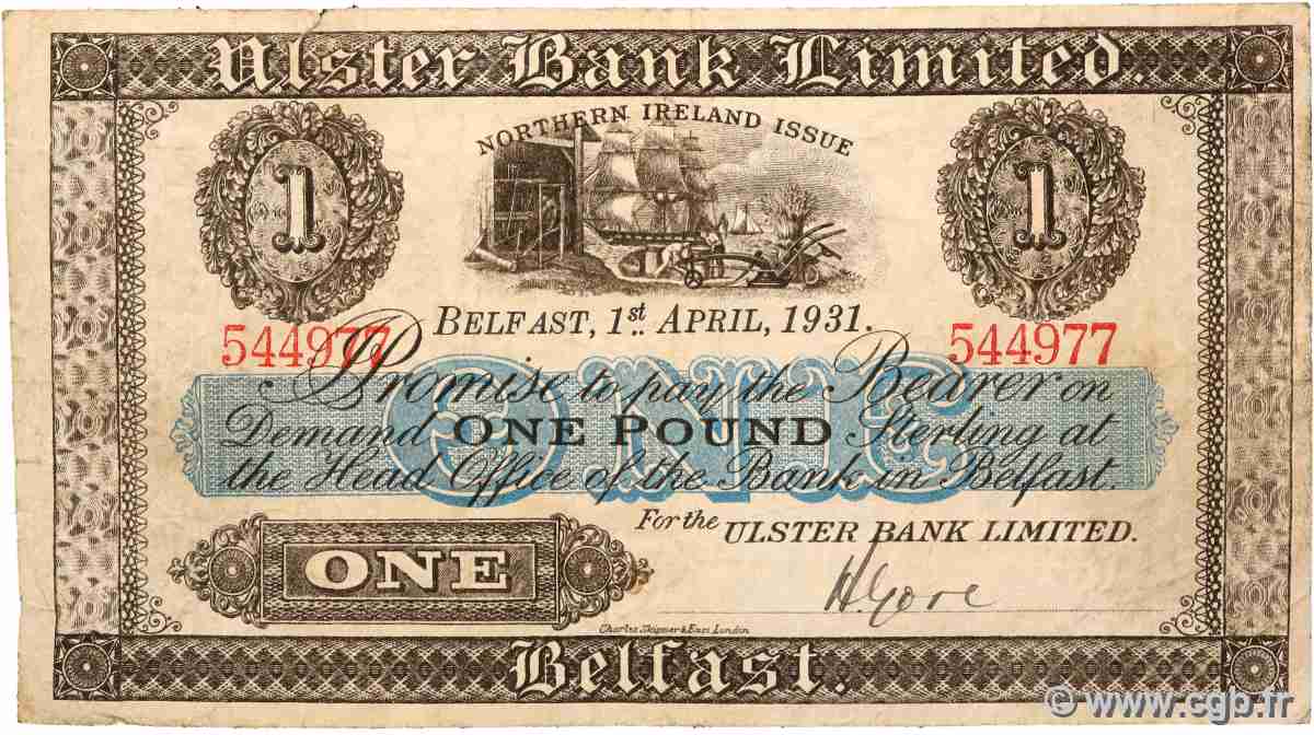 1 Pound NORTHERN IRELAND 1931 P.306 MB