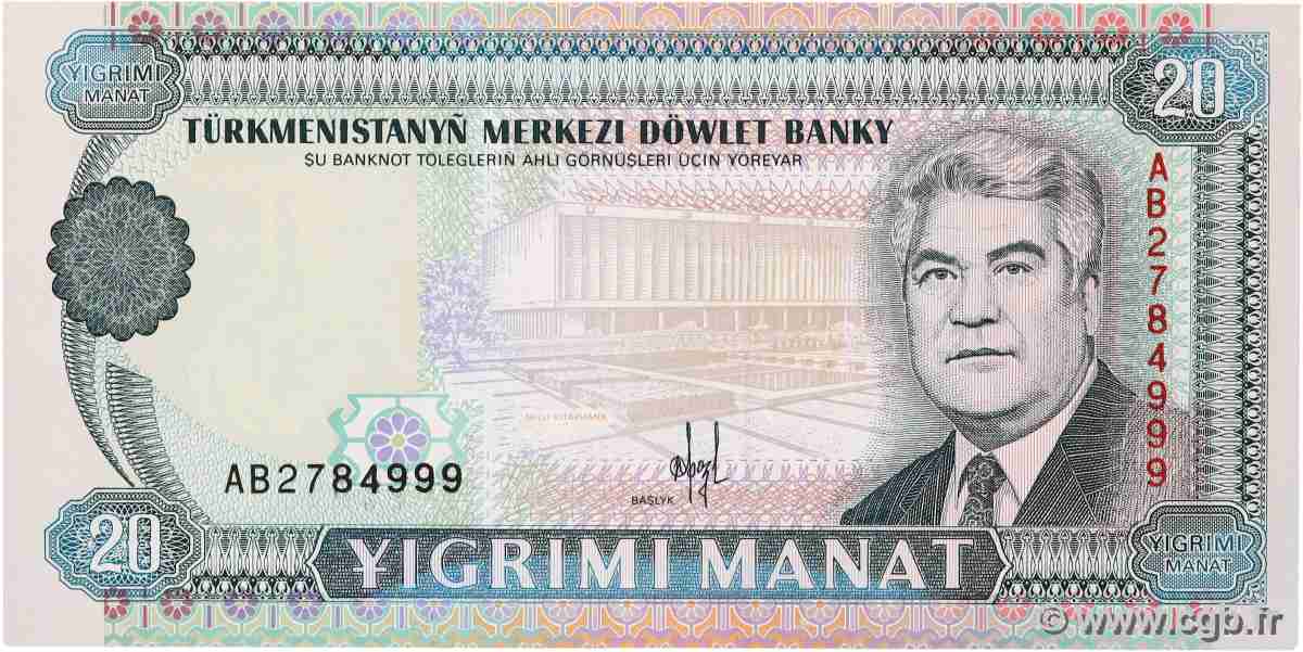20 Manat TURKMENISTAN 1993 P.04a UNC-