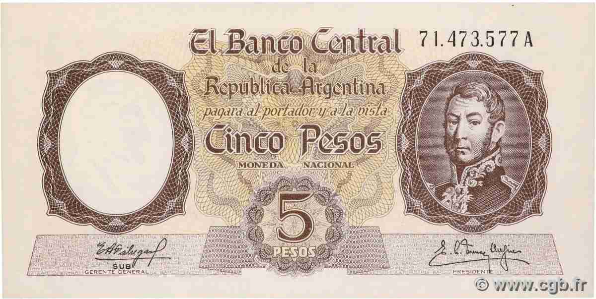5 Pesos ARGENTINA 1960 P.275c UNC-