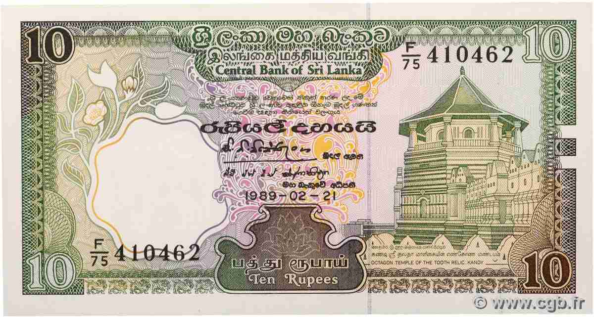 10 Rupees SRI LANKA 1989 P.096d pr.NEUF