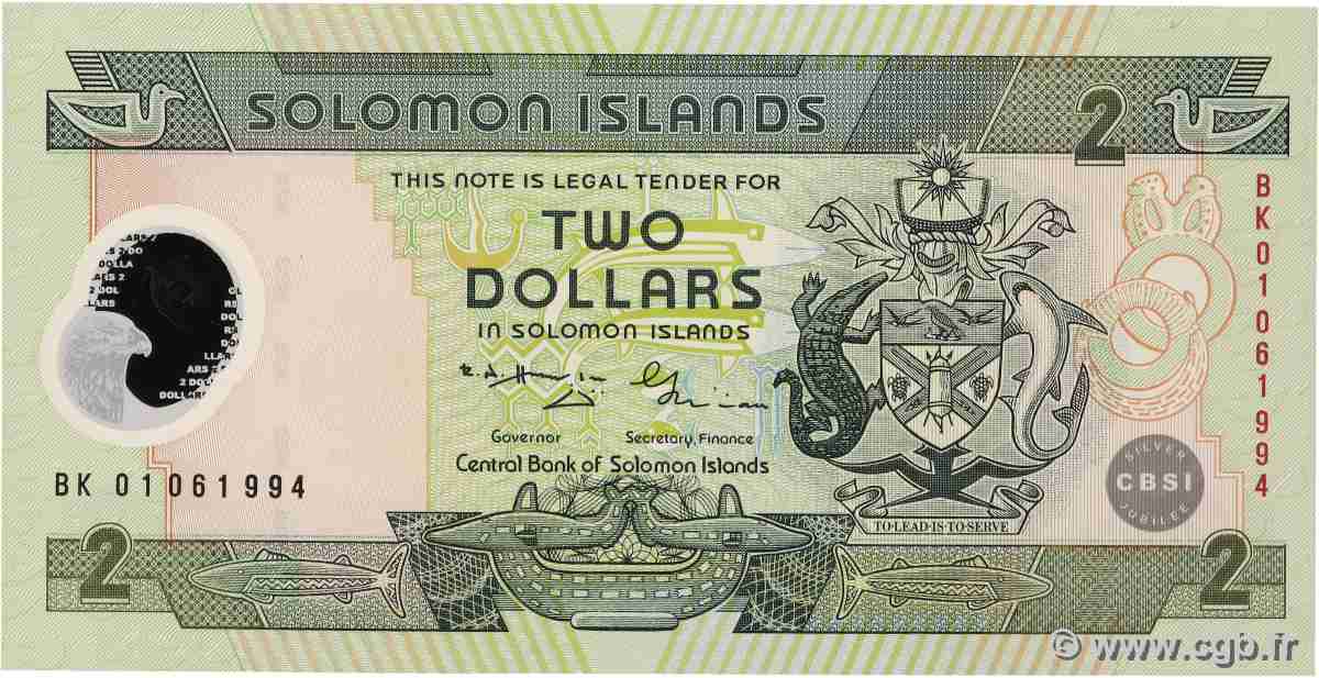 2 Dollars Commémoratif ÎLES SALOMON 1997 P.23 NEUF