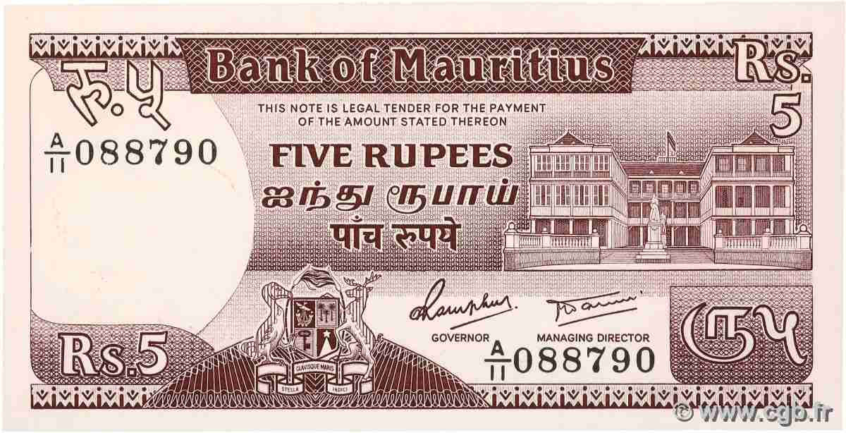 5 Rupees ISOLE MAURIZIE 1985 P.34 q.FDC