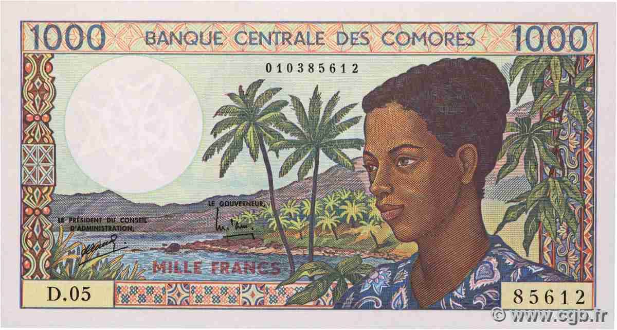 1000 Francs COMOROS 1994 P.11b2 UNC-