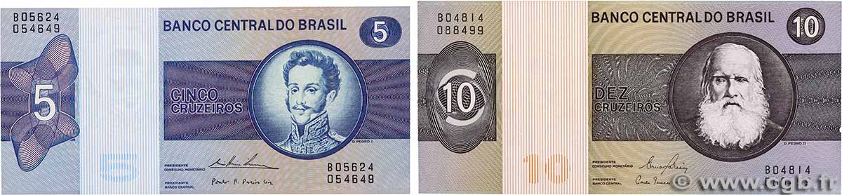 5 et 10 Cruzeiros Lot BRASIL 1980 P.192c et P.193e SC+