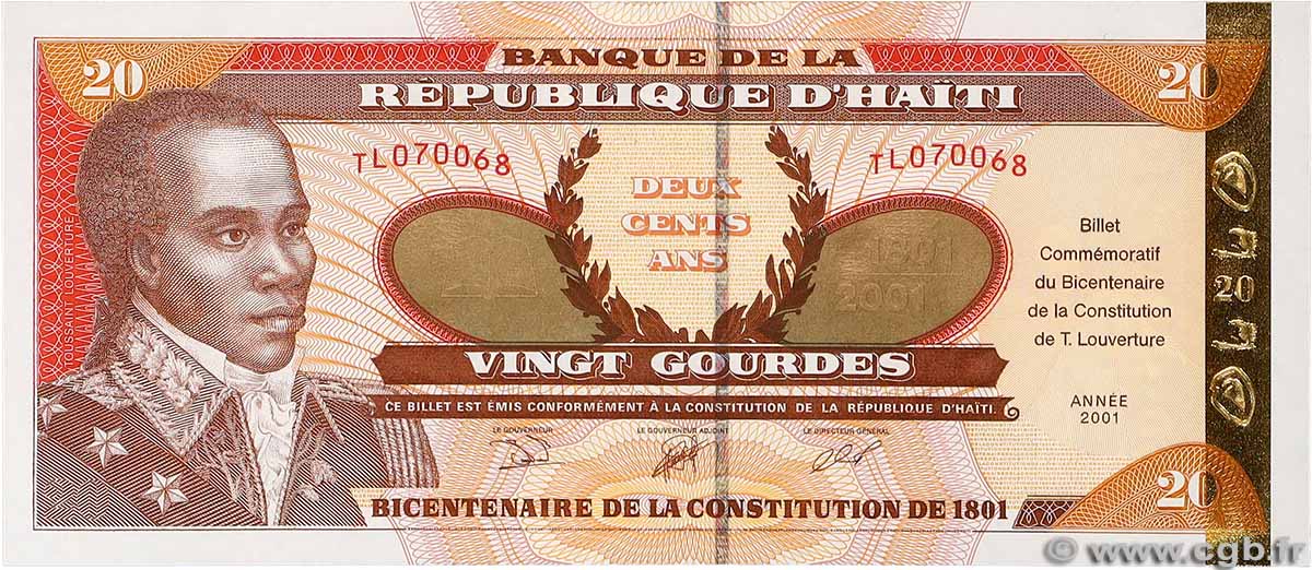 20 Gourdes Commémoratif HAÏTI 2001 P.271 ST