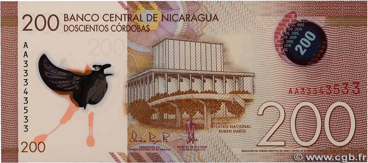 200 Cordobas NICARAGUA 2022 P.213a UNC
