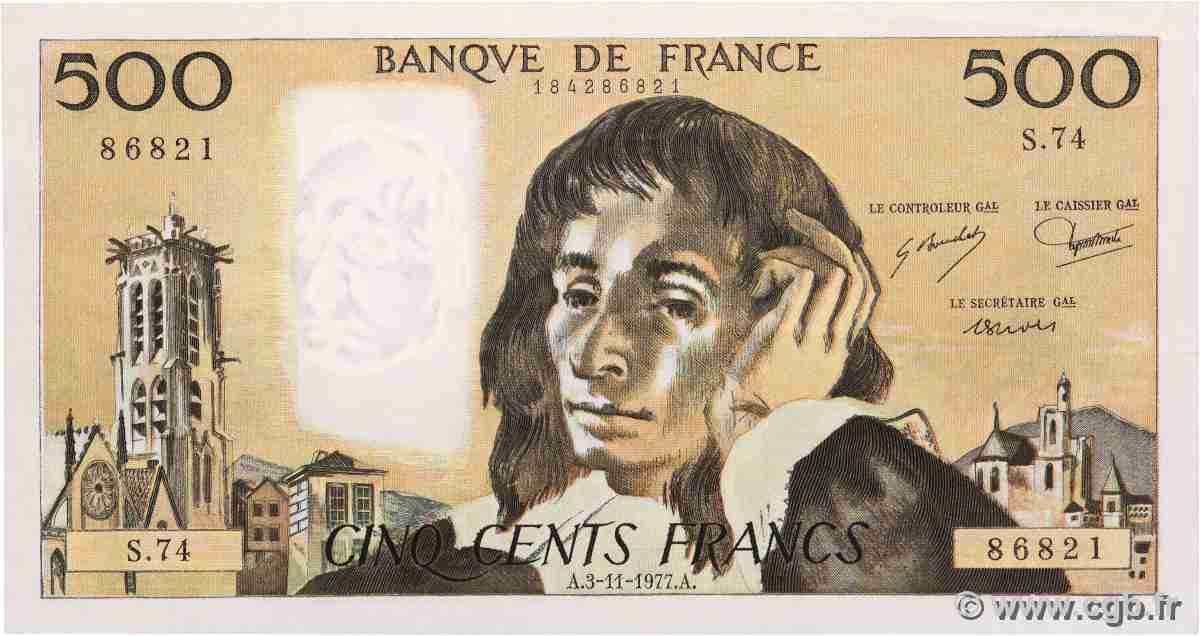 500 Francs PASCAL FRANCE 1977 F.71.17 SUP
