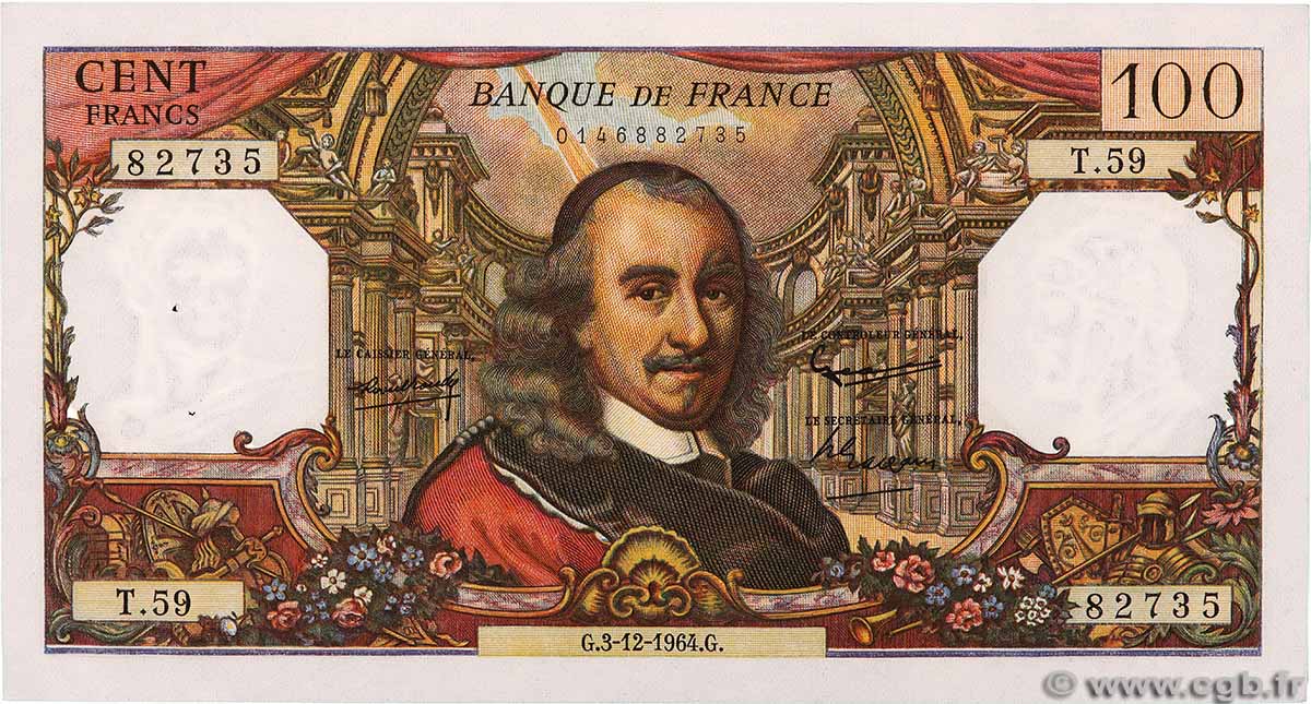100 Francs CORNEILLE FRANCE 1964 F.65.05 pr.SPL