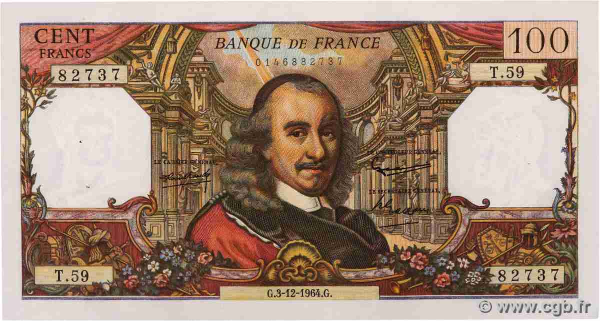 100 Francs CORNEILLE FRANCE 1964 F.65.05 pr.SPL