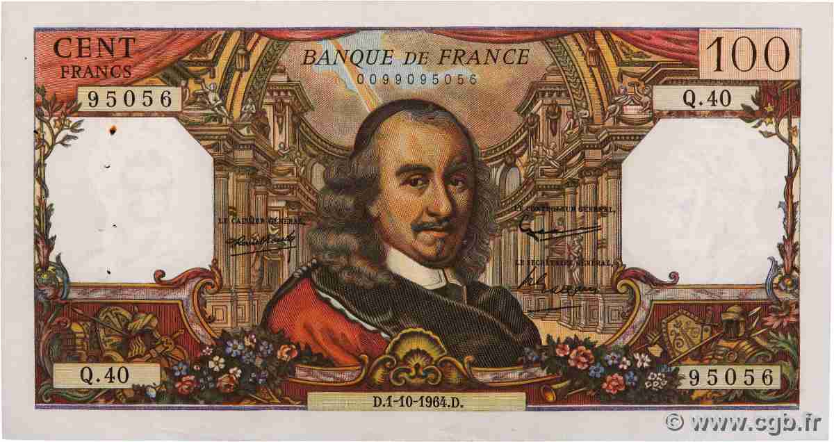 100 Francs CORNEILLE FRANCE 1964 F.65.04 TTB+