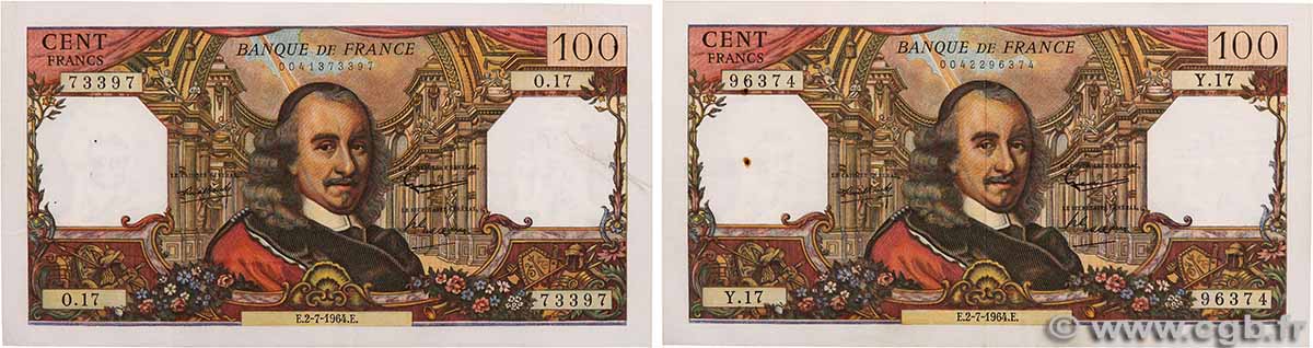 100 Francs CORNEILLE Lot FRANCE 1964 F.65.02 TTB