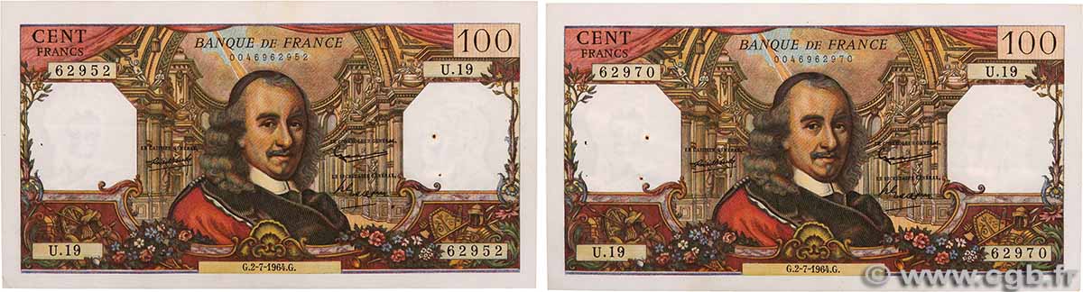 100 Francs CORNEILLE Lot FRANCE 1964 F.65.02 TTB+