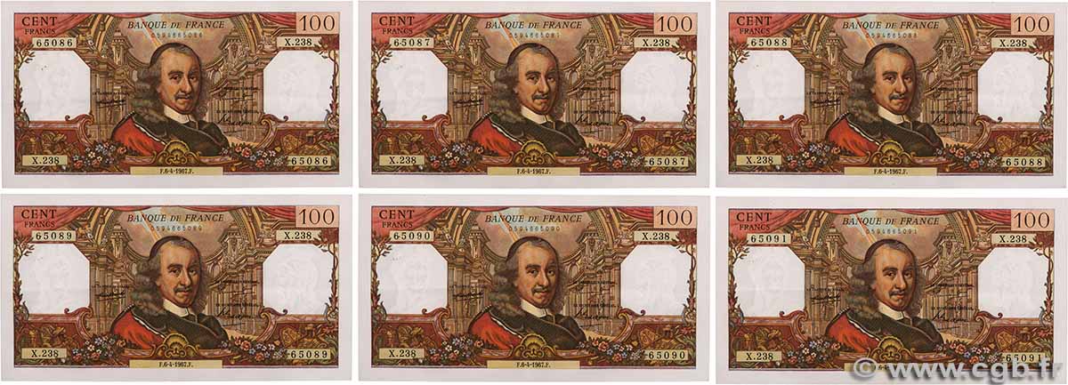 100 Francs CORNEILLE Lot FRANCE 1967 F.65.17 SUP
