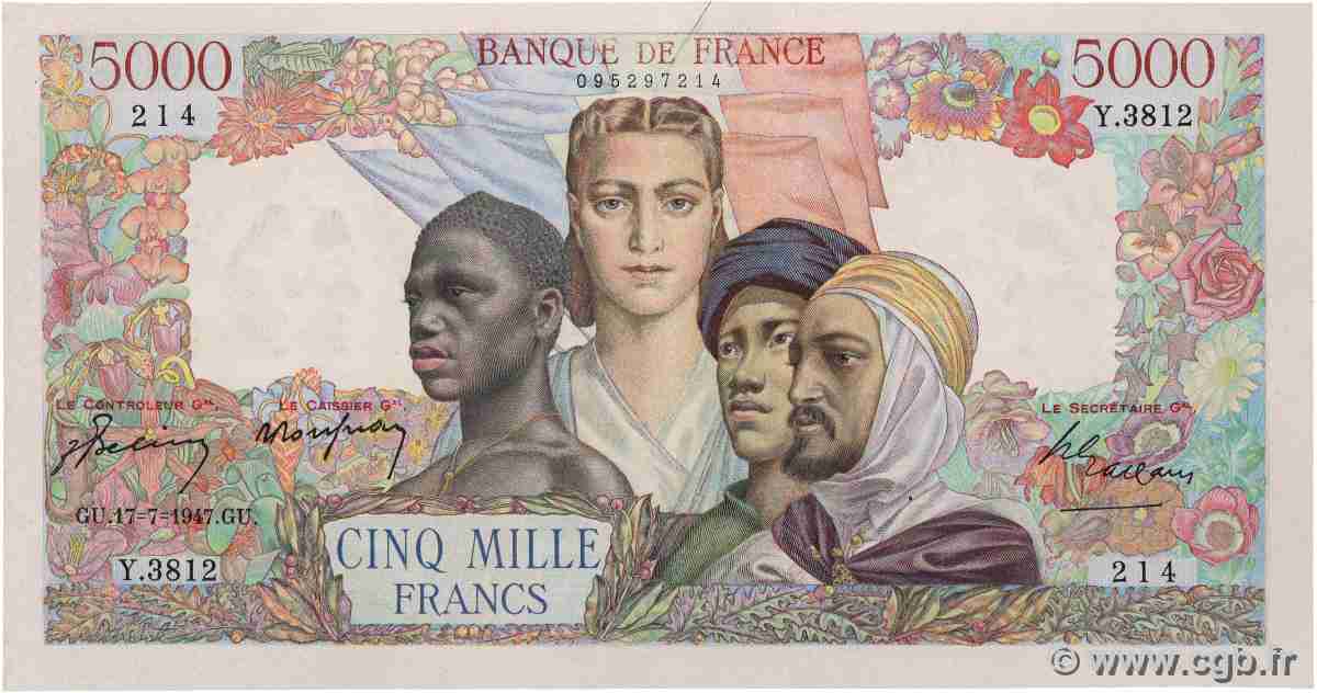 5000 Francs EMPIRE FRANÇAIS FRANCE 1947 F.47.61 XF-