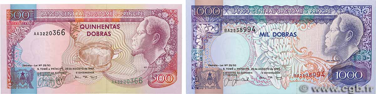 500 et 1000 Dobras Lot SAO TOME AND PRINCIPE 1993 P.063 et P.064 UNC-