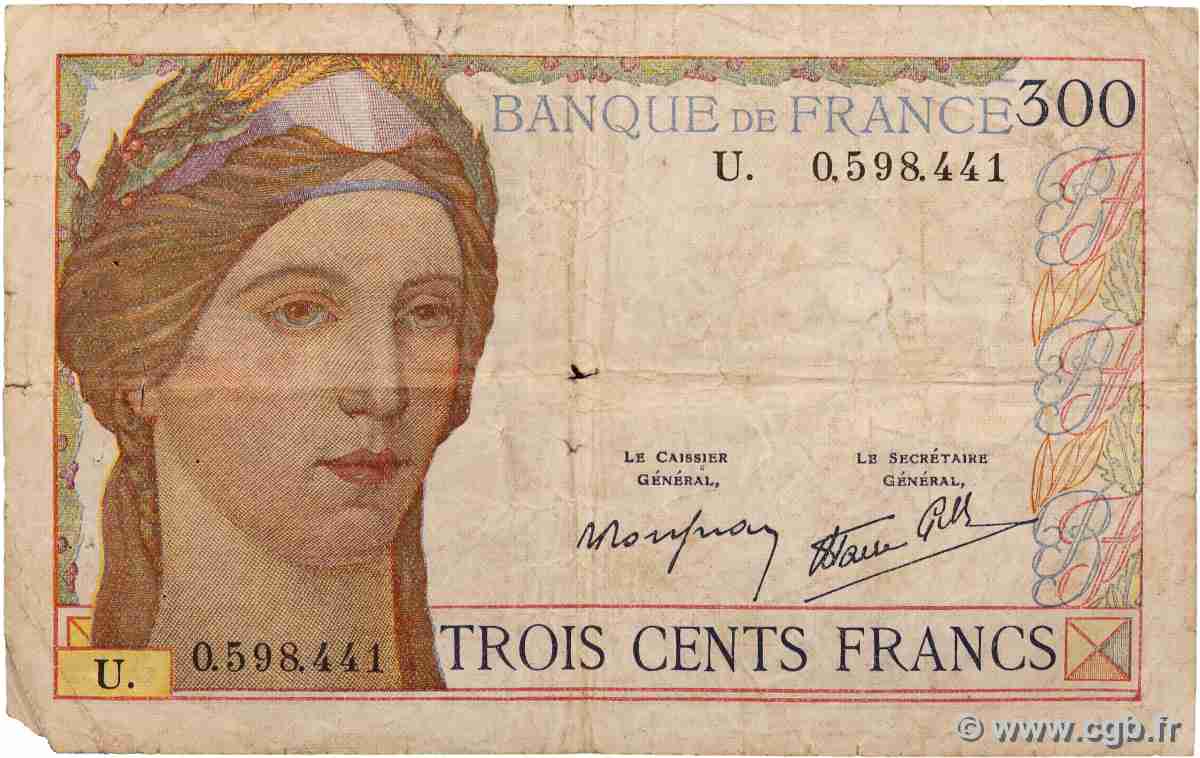300 Francs FRANCE 1939 F.29.03 B+