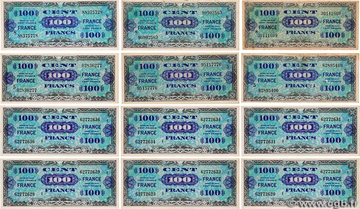 100 Francs FRANCE Lot FRANCE 1945 VF.25.02/05/08 TB