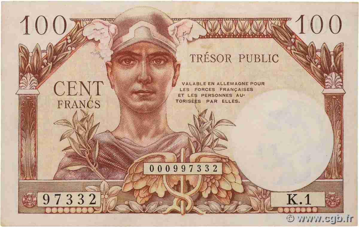 100 Francs TRÉSOR PUBLIC FRANCE 1955 VF.34.01 TTB