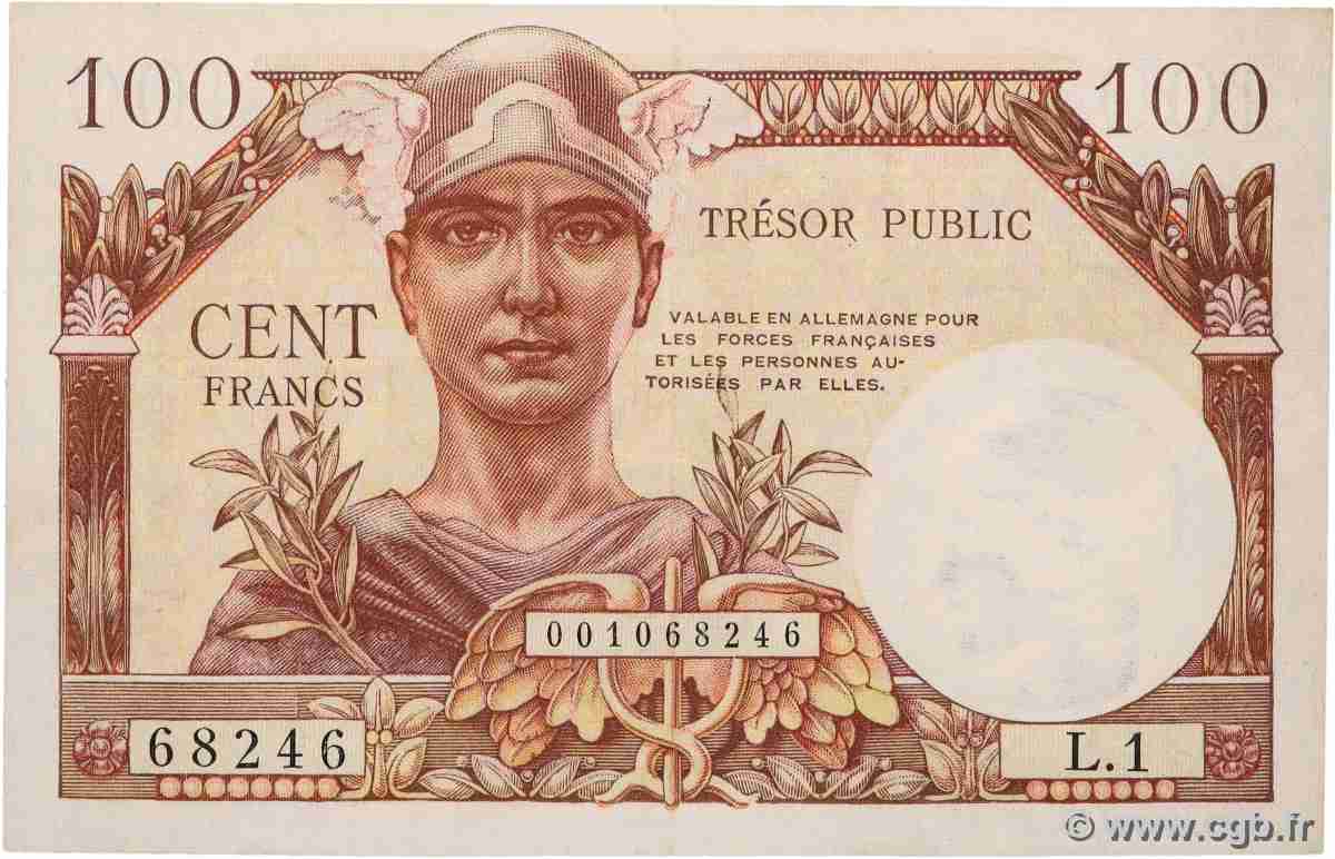 100 Francs TRÉSOR PUBLIC FRANCE 1955 VF.34.01 TTB