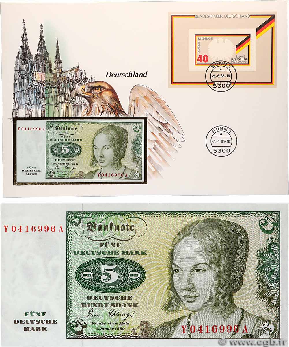 10 Deutsche Mark GERMAN FEDERAL REPUBLIC 1980 P.30b FDC