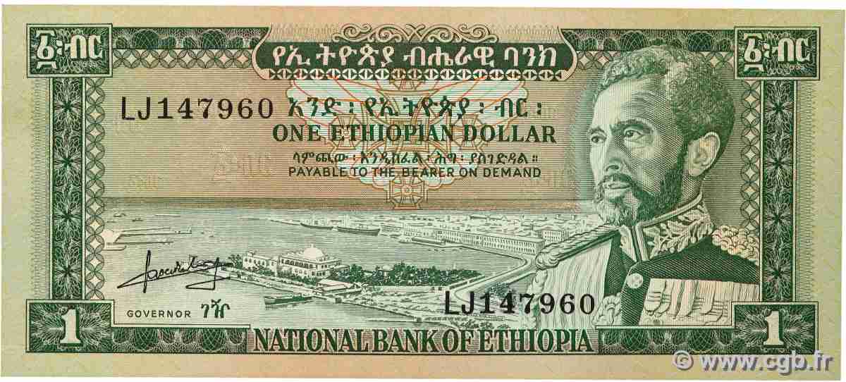 1 Dollar ETHIOPIA 1966 P.25a UNC-
