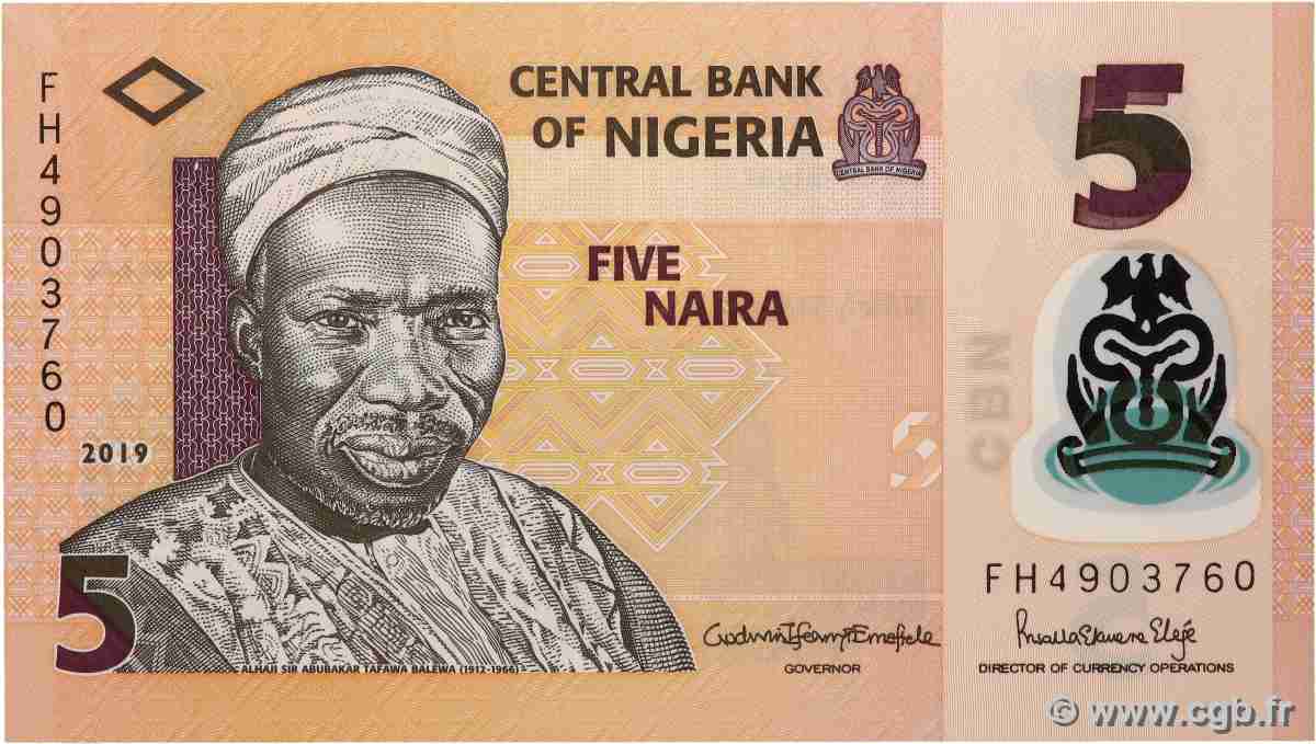 5 Naira NIGERIA 2019 P.38j UNC