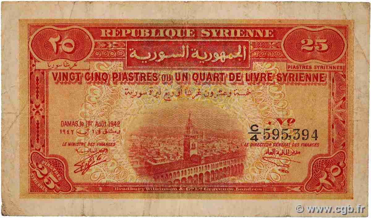 25 Piastres SIRIA 1942 P.051 BC