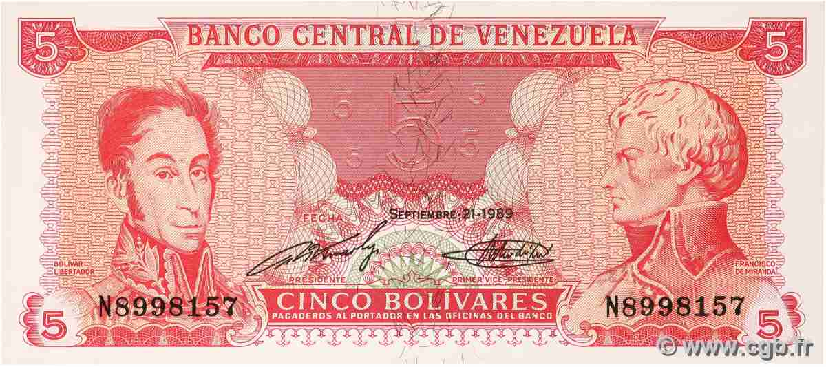 5 Bolivares VENEZUELA 1989 P.070a FDC