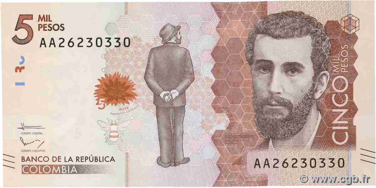 5000 Pesos COLOMBIA 2015 P.459a UNC-