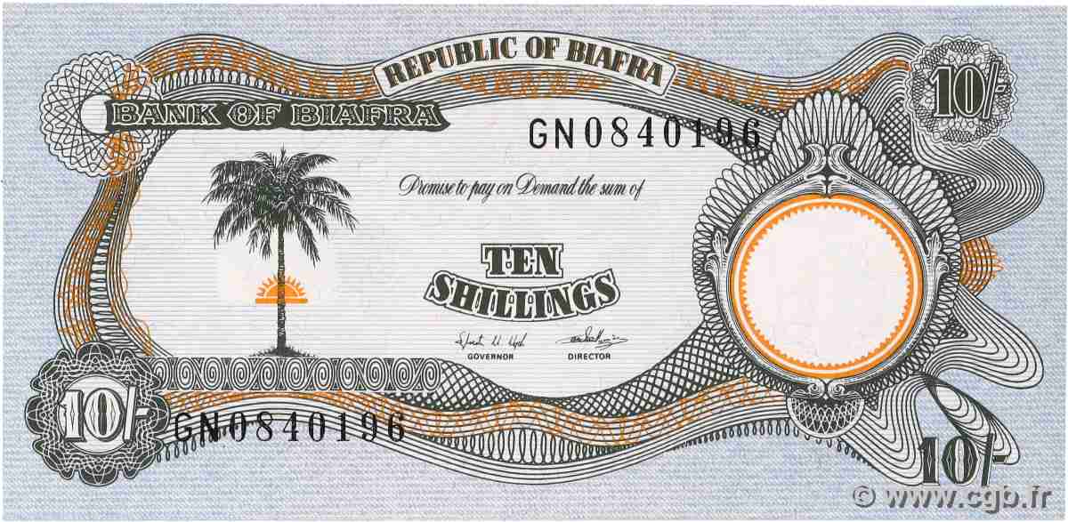 10 Shillings BIAFRA 1968 P.04 UNC