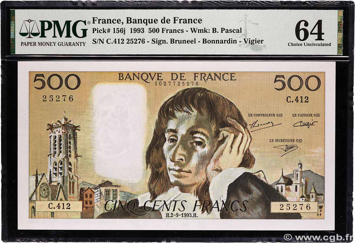 500 Francs PASCAL FRANCE 1993 F.71.52-412 pr.NEUF