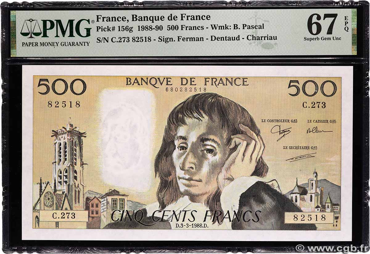 500 Francs PASCAL FRANCE 1988 F.71.38 NEUF