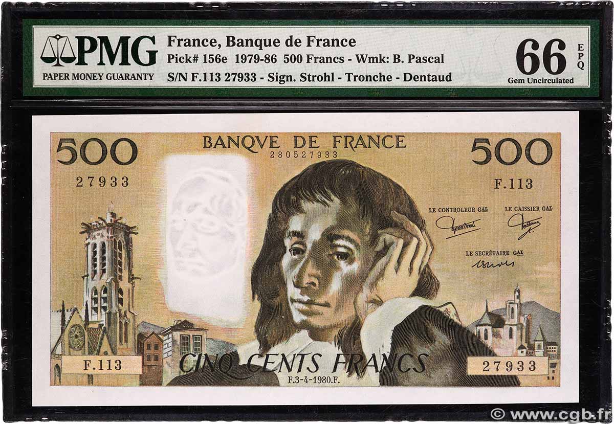 500 Francs PASCAL FRANCE 1980 F.71.21 NEUF