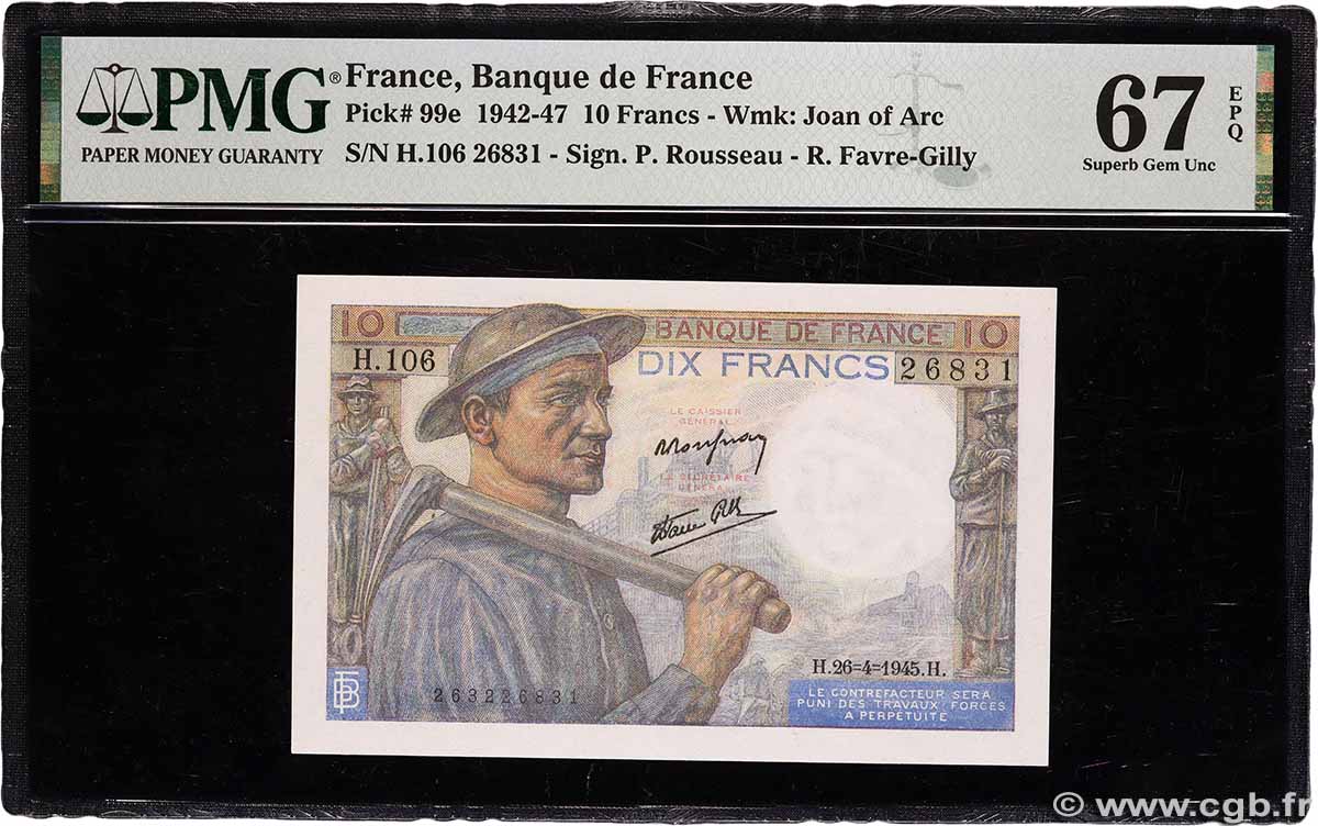 10 Francs MINEUR FRANCE 1945 F.08.14 NEUF
