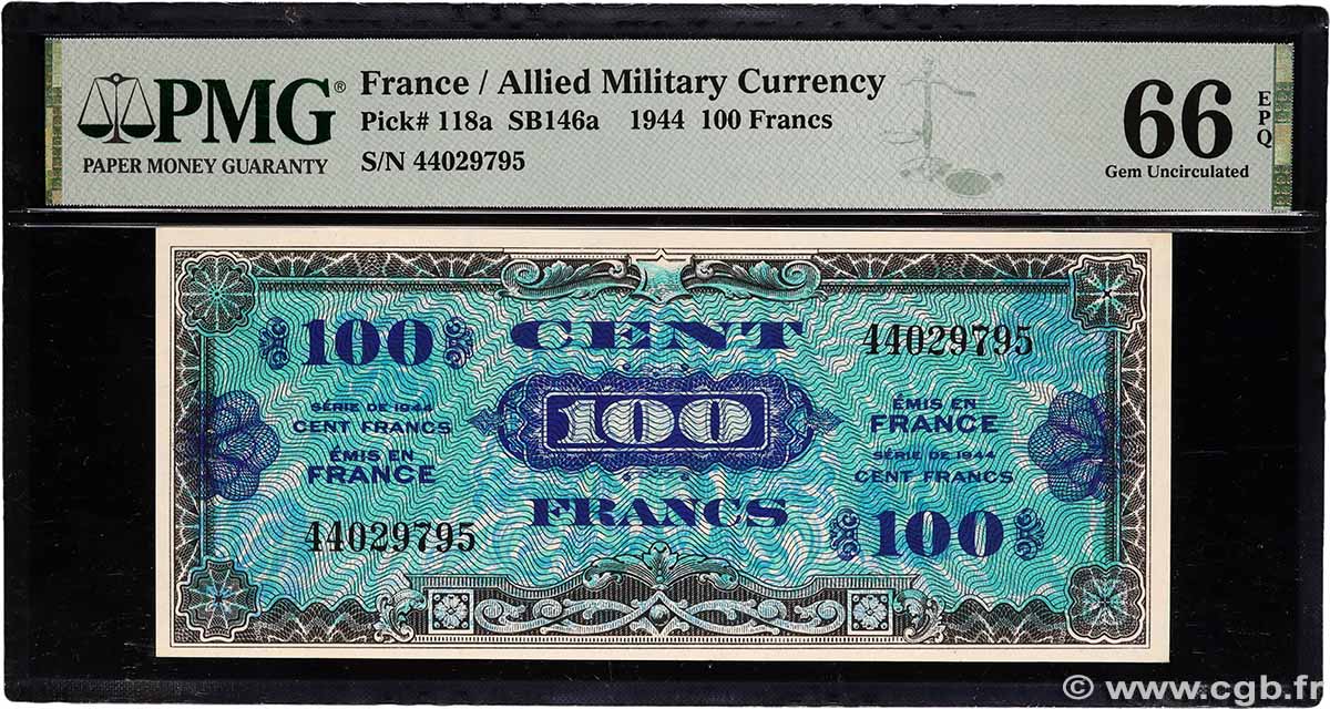 100 Francs DRAPEAU FRANCE 1944 VF.20.01 NEUF