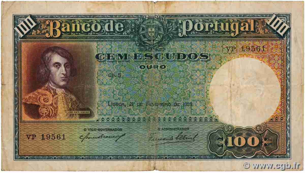 100 Escudos PORTUGAL 1935 P.150a F