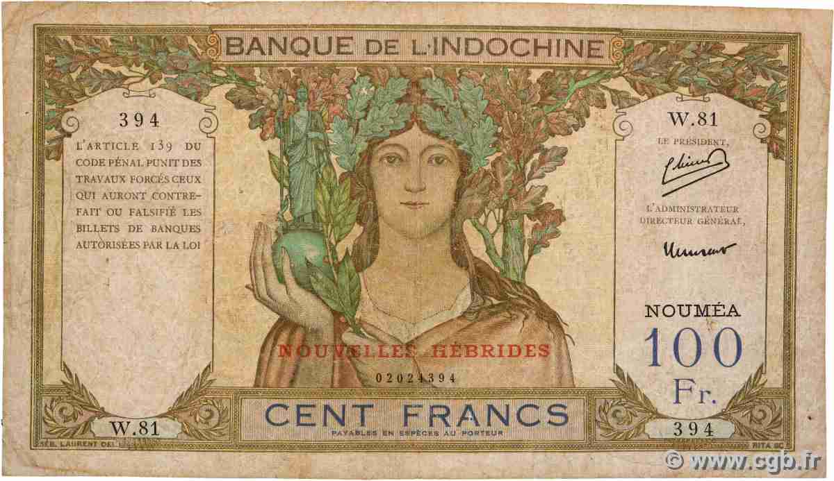 100 Francs NEW HEBRIDES 1941 P.10b G