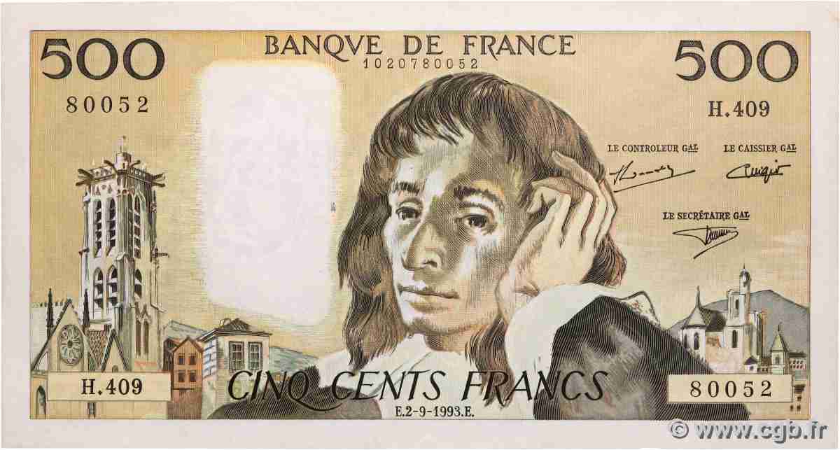 500 Francs PASCAL FRANCE 1993 F.71.52 pr.SUP