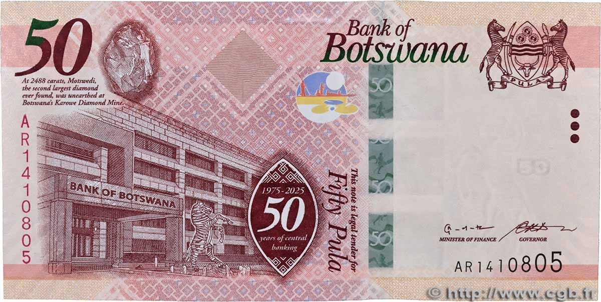 50 Pula Commémoratif BOTSWANA 2025 P.37 NEUF