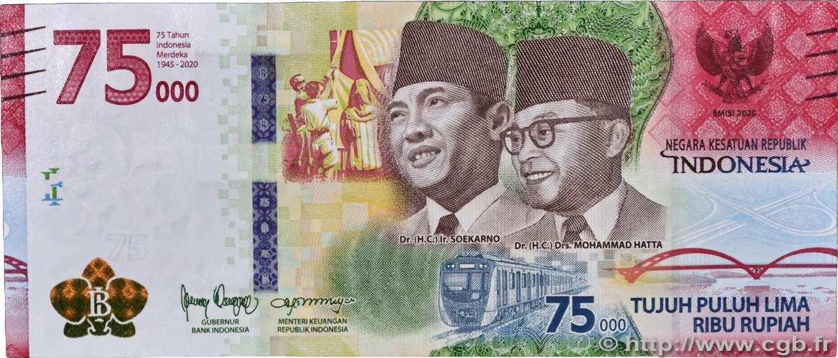 75000 Rupiah Commémoratif INDONESIEN 2020 P.161 ST
