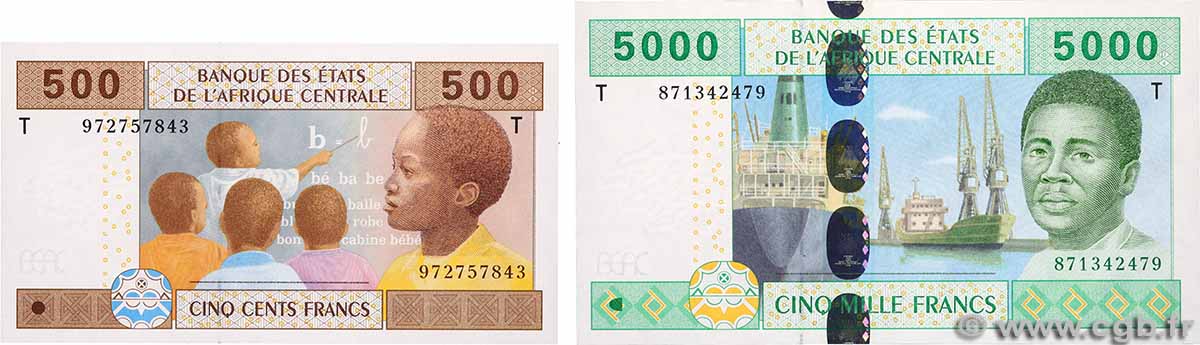 1000 et 5000 Francs type 2002T Lot CONGO 2017 A.230Td et A.232Td fST+