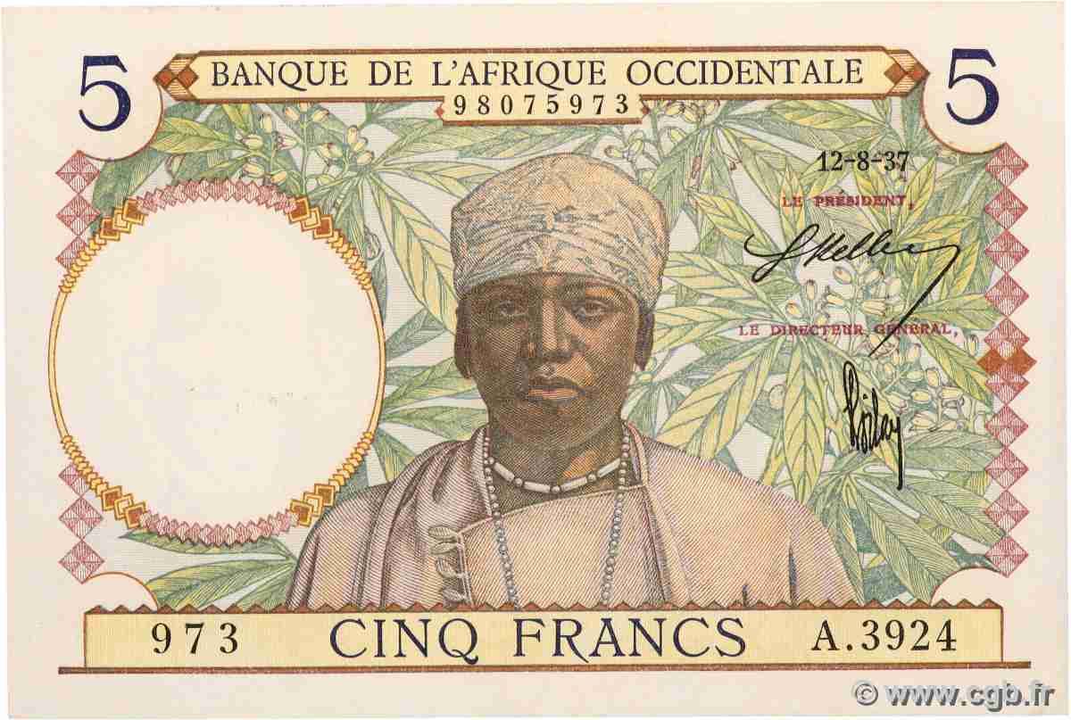 5 Francs AFRIQUE OCCIDENTALE FRANÇAISE (1895-1958) 1937 P.21 SPL+