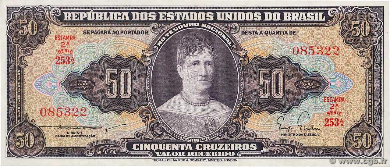 50 Cruzeiros BRASILE  1961 P.161b q.FDC