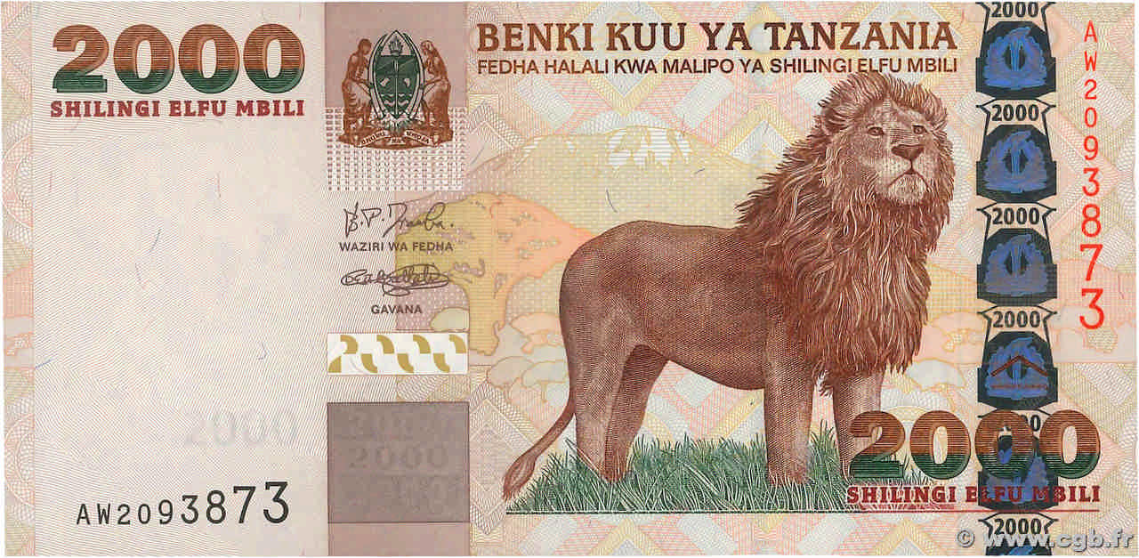 2000 Shilingi TANZANIA 2003 P.37a UNC