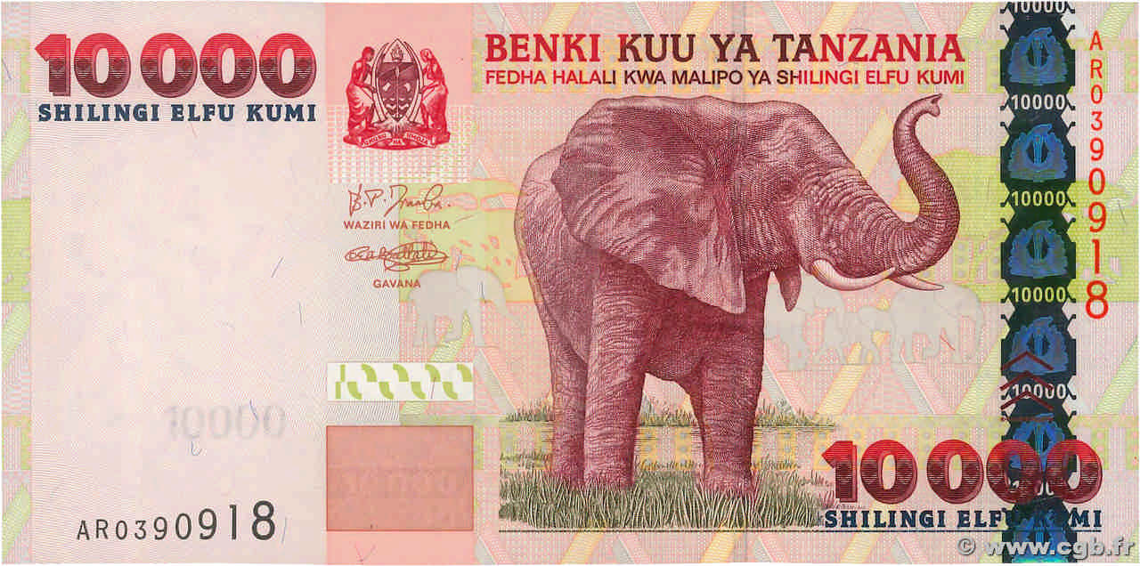 10000 Shilingi TANZANIA 2003 P.39 UNC