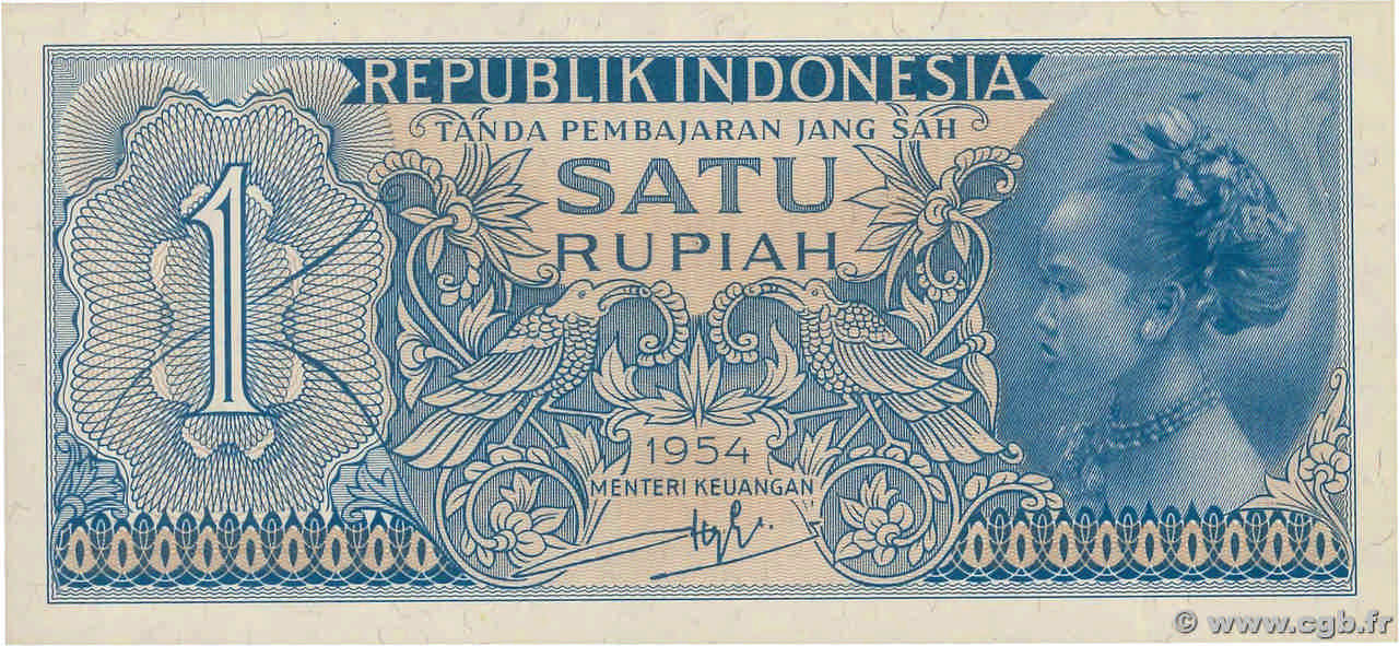 1 Rupiah INDONESIA 1954 P.072 UNC