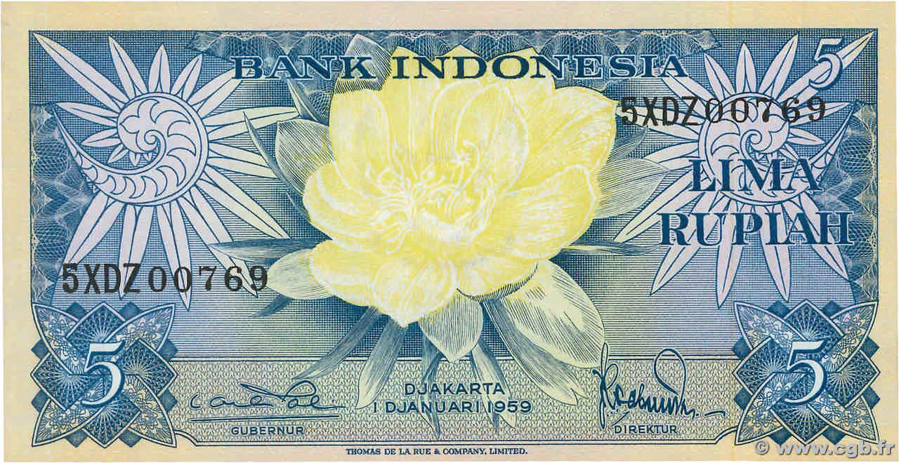 5 Rupiah INDONESIA 1959 P.065 UNC